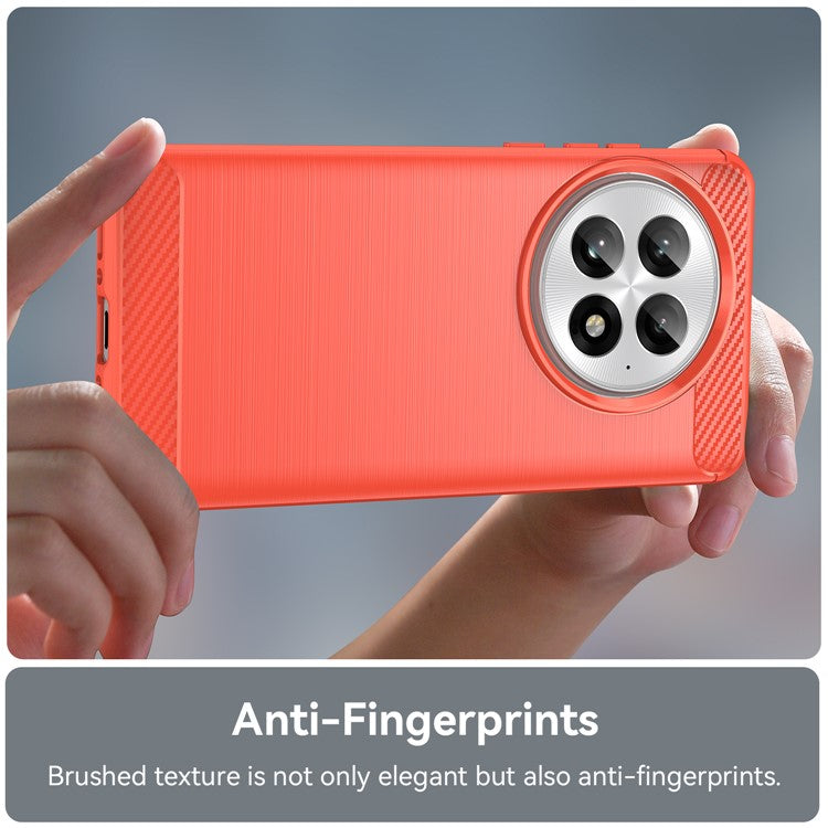 For OnePlus 13 Case Carbon Fiber Texture Brushed Anti Fingerprint Phone Back Cover - Red