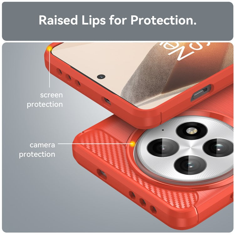 For OnePlus 13 Case Carbon Fiber Texture Brushed Anti Fingerprint Phone Back Cover - Red