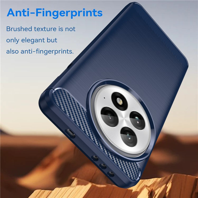 For OnePlus 13 Case Carbon Fiber Texture Brushed Anti Fingerprint Phone Back Cover - Blue