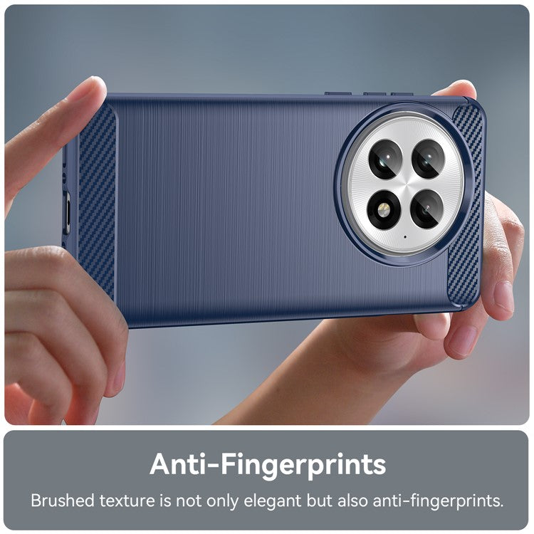 For OnePlus 13 Case Carbon Fiber Texture Brushed Anti Fingerprint Phone Back Cover - Blue