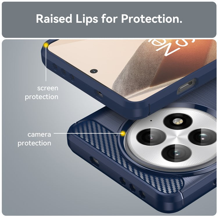 For OnePlus 13 Case Carbon Fiber Texture Brushed Anti Fingerprint Phone Back Cover - Blue