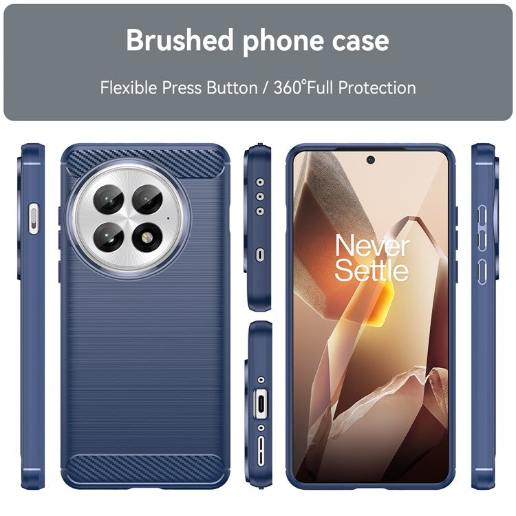 For OnePlus 13 Case Carbon Fiber Texture Brushed Anti Fingerprint Phone Back Cover - Blue