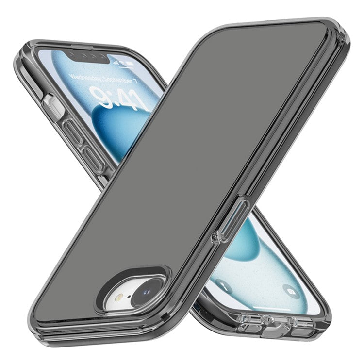 For iPhone 16e Case Thickened Shockproof TPU+PC Clear Back Cover - Transparent Grey
