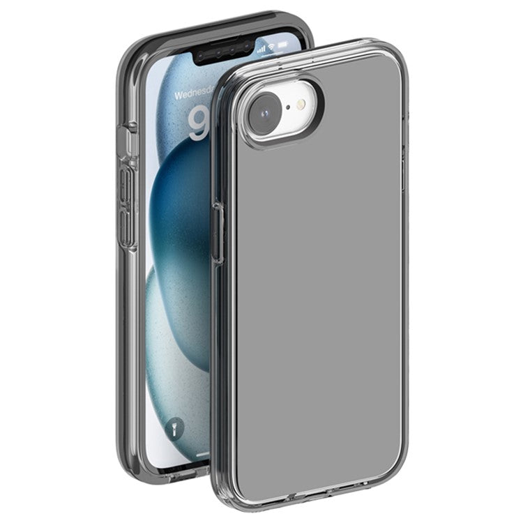 For iPhone 16e Case Thickened Shockproof TPU+PC Clear Back Cover - Transparent Grey