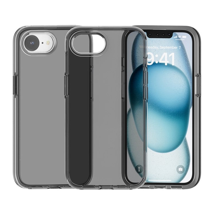 For iPhone 16e Case Thickened Shockproof TPU+PC Clear Back Cover - Transparent Grey