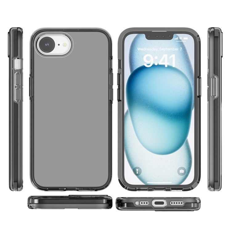 For iPhone SE (2025) Case Thickened Shockproof TPU+PC Clear Back Cover - Transparent Grey