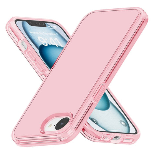 For iPhone 16e Case Thickened Shockproof TPU+PC Clear Back Cover - Transparent Pink
