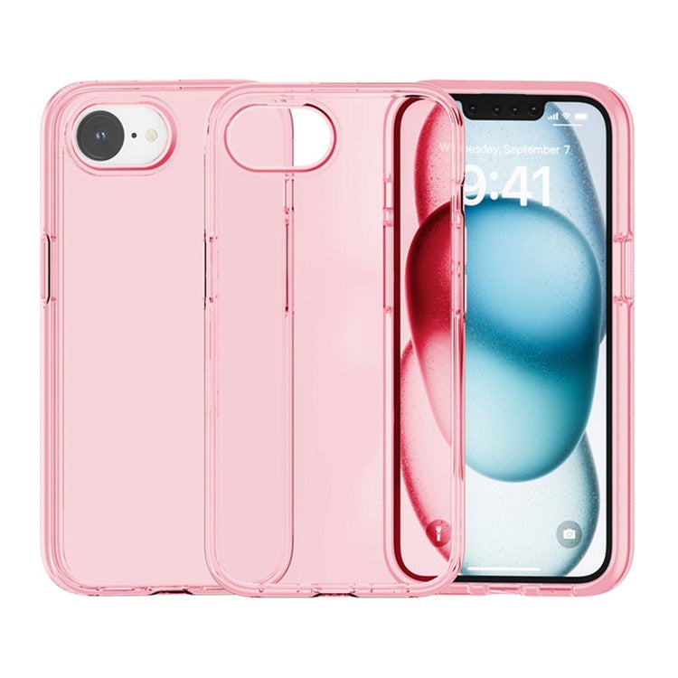 For iPhone 16e Case Thickened Shockproof TPU+PC Clear Back Cover - Transparent Pink