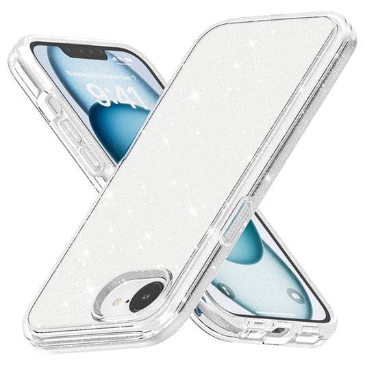 For iPhone SE (2025) Case Compatible with MagSafe Shockproof TPU+PC Glitter Back Cover - White