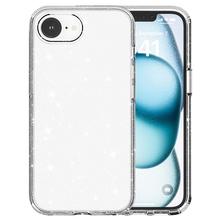 For iPhone SE (2025) Case Compatible with MagSafe Shockproof TPU+PC Glitter Back Cover - White