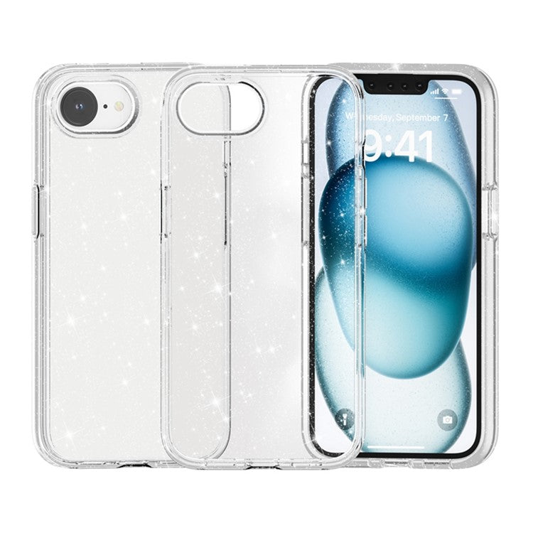 For iPhone SE (2025) Case Compatible with MagSafe Shockproof TPU+PC Glitter Back Cover - White