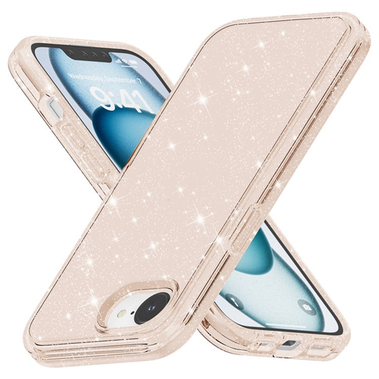 For iPhone SE (2025) Case Compatible with MagSafe Shockproof TPU+PC Glitter Back Cover - Gold