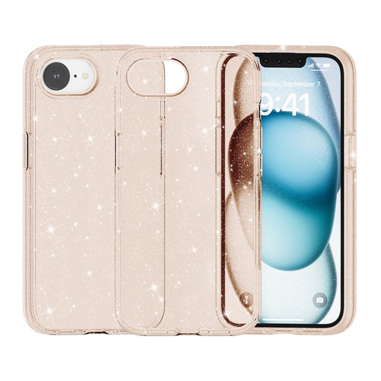 For iPhone SE (2025) Case Compatible with MagSafe Shockproof TPU+PC Glitter Back Cover - Gold