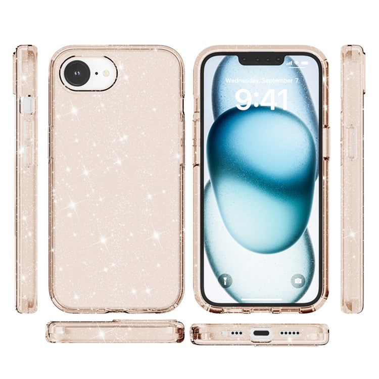 For iPhone SE (2025) Case Compatible with MagSafe Shockproof TPU+PC Glitter Back Cover - Gold