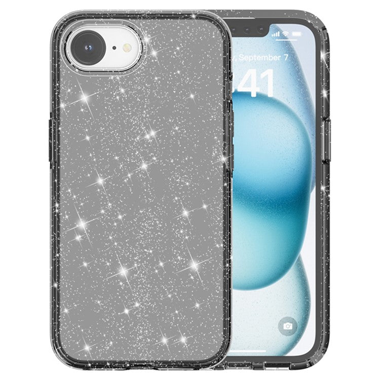 For iPhone SE (2025) Case Compatible with MagSafe Shockproof TPU+PC Glitter Back Cover - Black