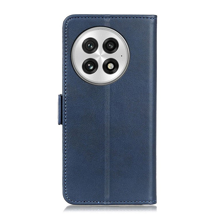 For OnePlus 13 Case Stand Cowhide Texture PU Leather Phone Cover - Blue