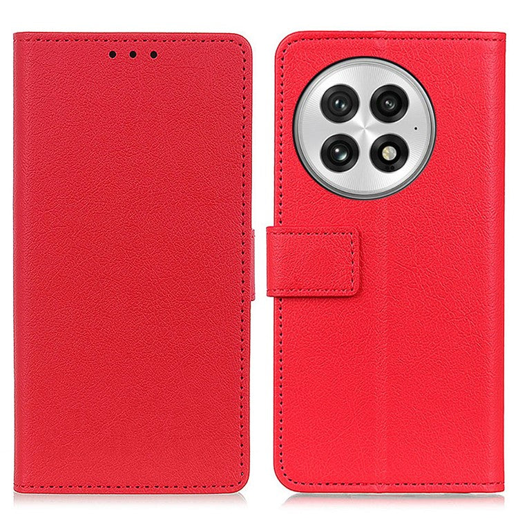 For OnePlus 13 Case PU Leather Stand Wallet Phone Cover - Red