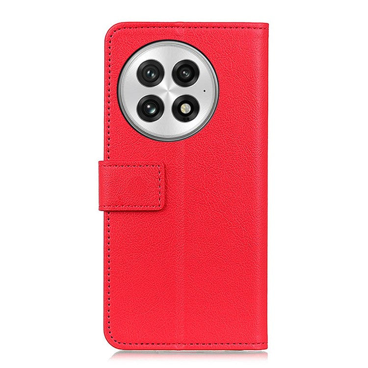 For OnePlus 13 Case PU Leather Stand Wallet Phone Cover - Red