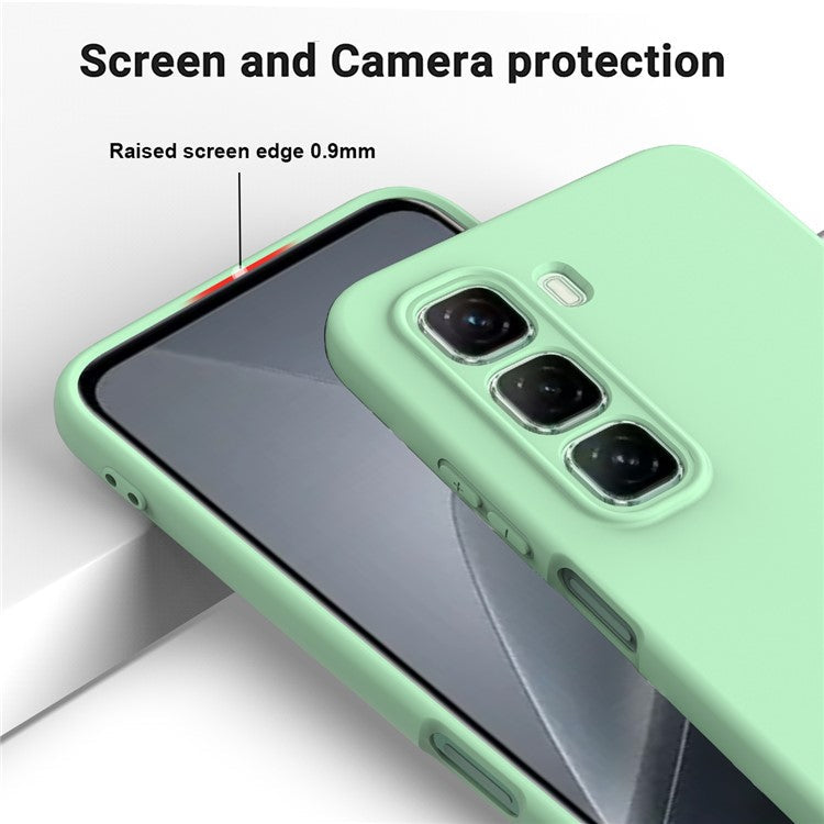 For Infinix Hot 50 Pro 4G Case Liquid Silicone Anti-Scratch Phone Cover with Hand Strap - Green