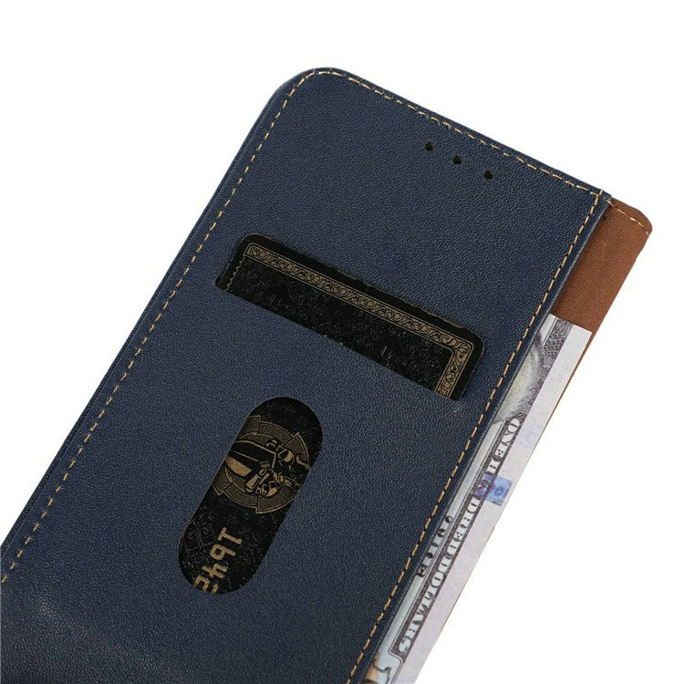 KHAZNEH For OnePlus 13 Case Genuine Cow Leather Wallet Phone Cover Nappa Texture - Blue