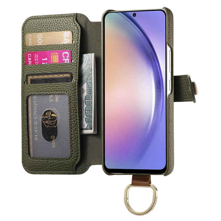 For Samsung Galaxy A05 4G Case RFID Blocking Zipper Wallet PU Leather Mobile Cover - Green