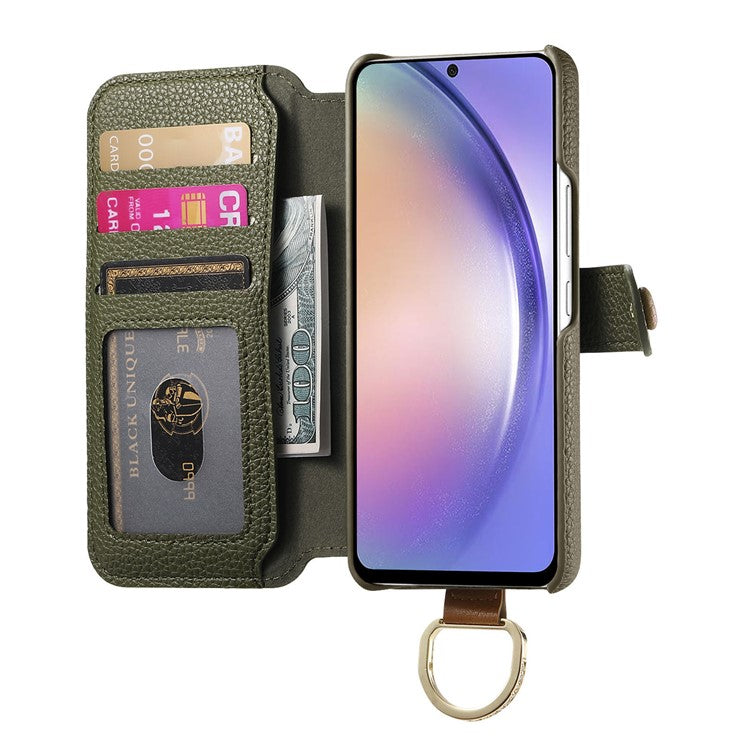 For Samsung Galaxy A25 5G (Global) (161.0 x 76.5 x 8.3mm) Case RFID Blocking Zipper Wallet PU Leather Mobile Cover - Green