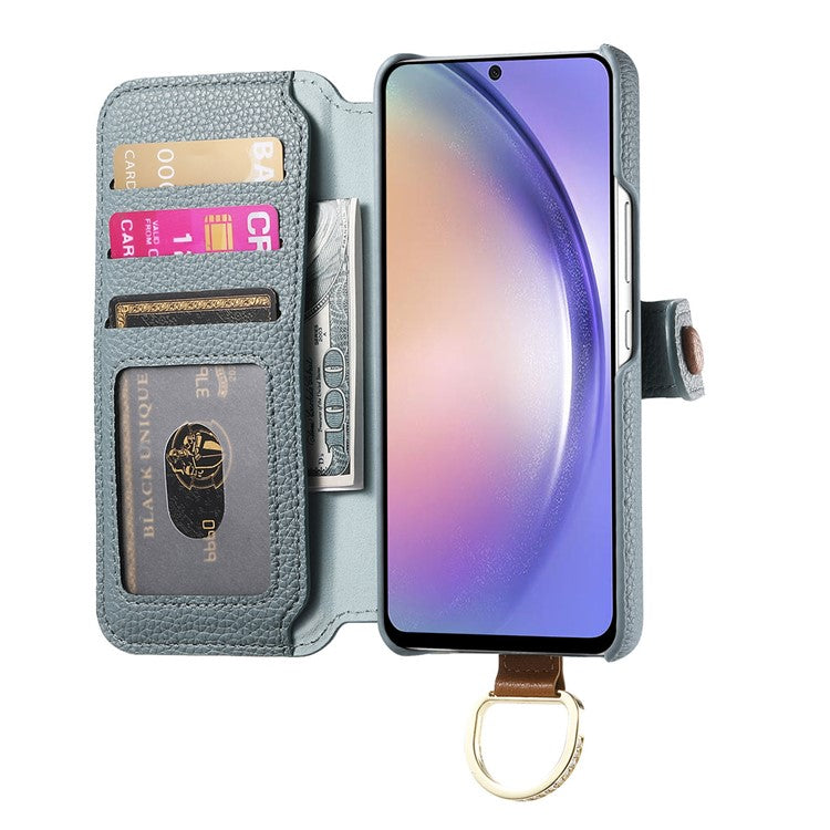 For Samsung Galaxy A25 5G (Global) (161.0 x 76.5 x 8.3mm) Case RFID Blocking Zipper Wallet PU Leather Mobile Cover - Blue