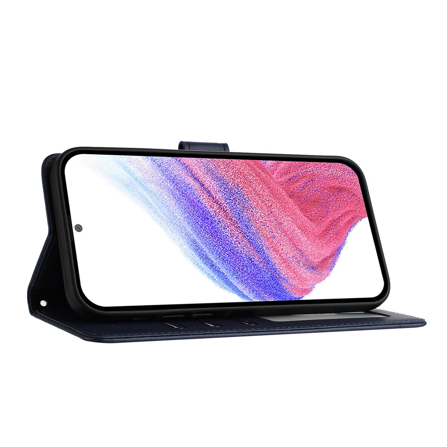 For Xiaomi Redmi Note 14 5G Case with Strap RFID Blocking Leather Wallet Phone Cover Cat Mouse Pattern - Sapphire