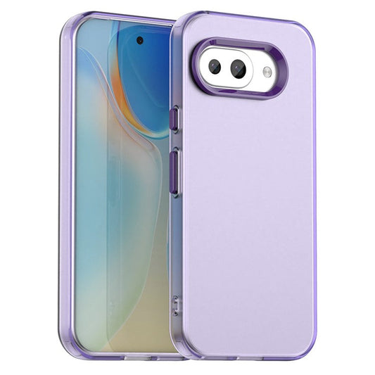 For Google Pixel 9a Case PC+TPU+PET Matte Anti-Drop Phone Back Cover - Purple