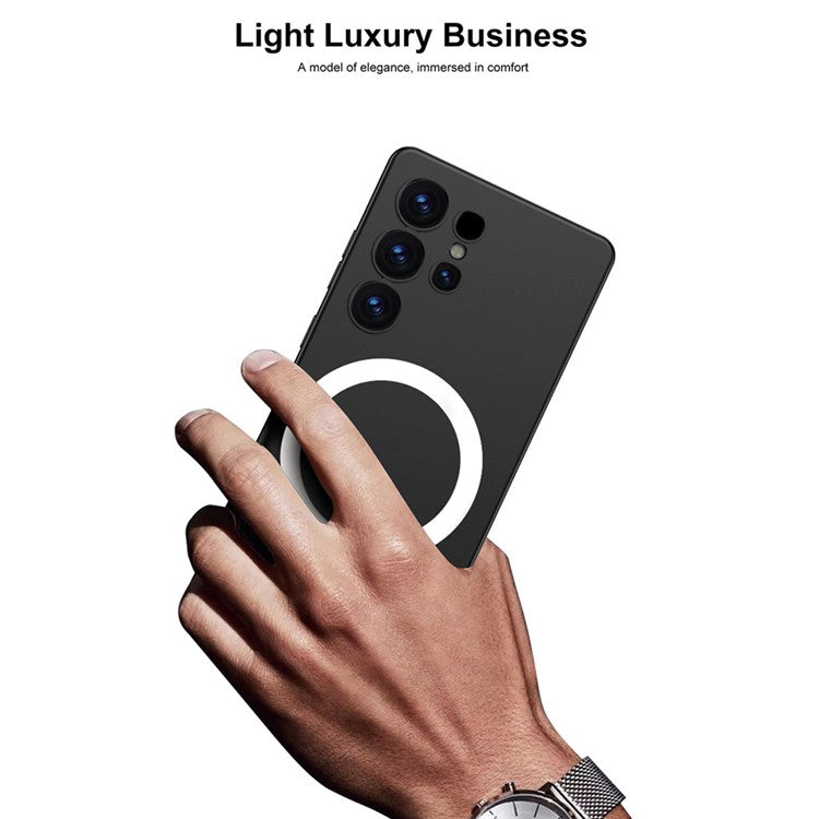 GKK For Samsung Galaxy S25 Ultra Magnetic Case with Stylus, Skin Touch TPU+PC Slim Phone Back Cover - Silver