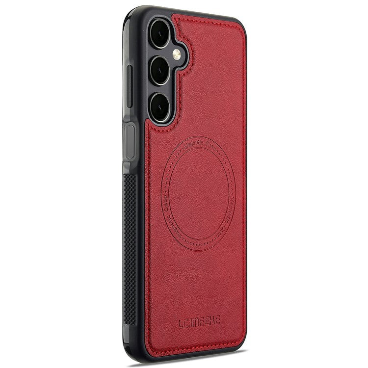 LC.IMEEKE For Samsung Galaxy S23 FE Magnetic Case Compatible with MagSafe Leather+TPU Back Cover - Red