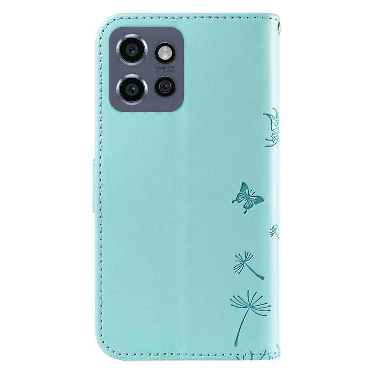 For Motorola Edge 50 Neo 5G / S50 5G / ThinkPhone 25 5G Leather Case Wallet Phone Cover Dandelion Imprint - Green