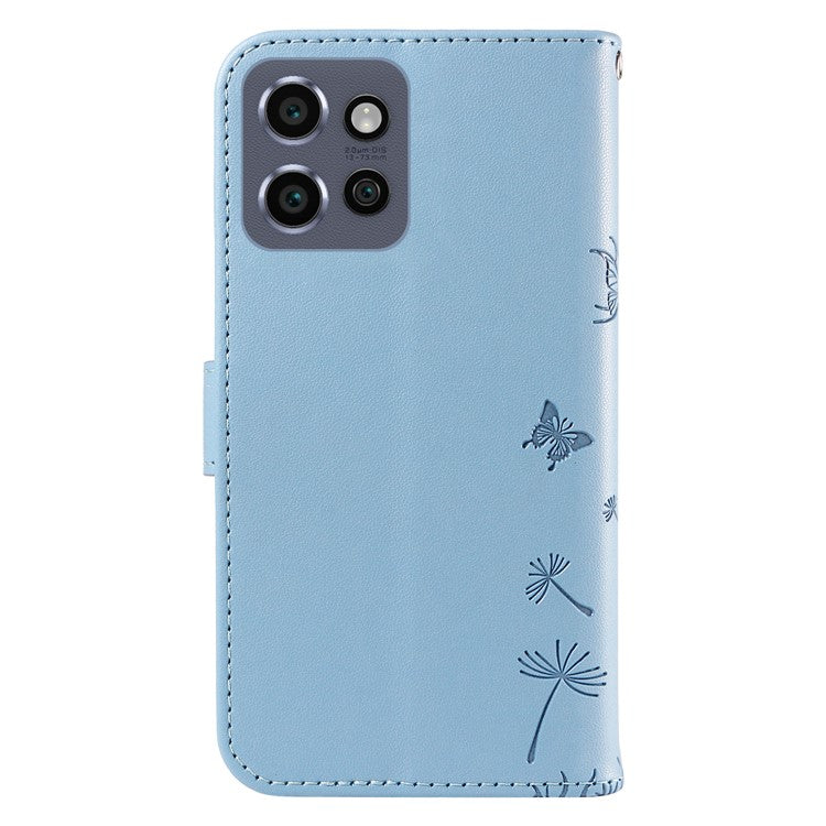 For Motorola Edge 50 Neo 5G / S50 5G / ThinkPhone 25 5G Leather Case Wallet Phone Cover Dandelion Imprint - Sky Blue