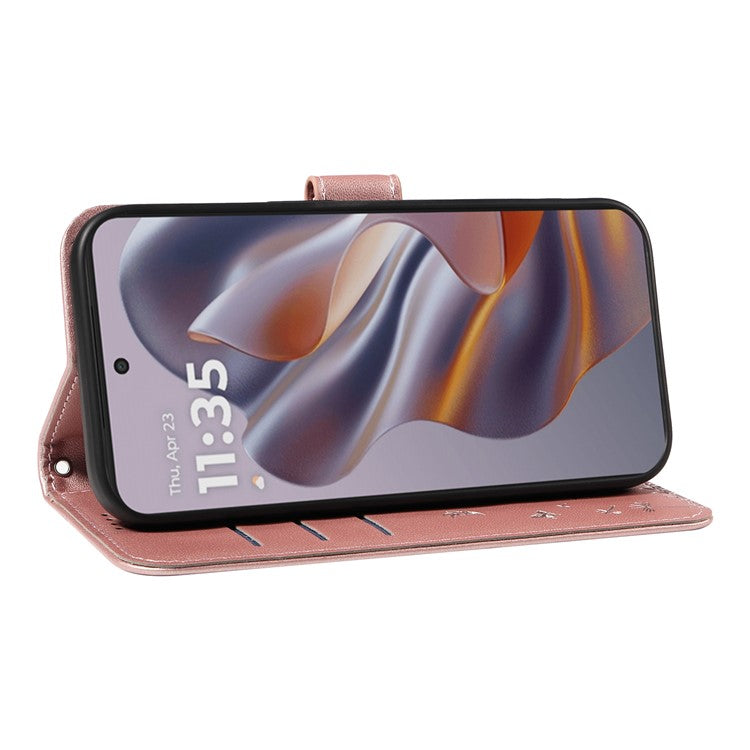 For Motorola Edge 50 Neo 5G / S50 5G / ThinkPhone 25 5G Leather Case Wallet Phone Cover Dandelion Imprint - Rose Gold