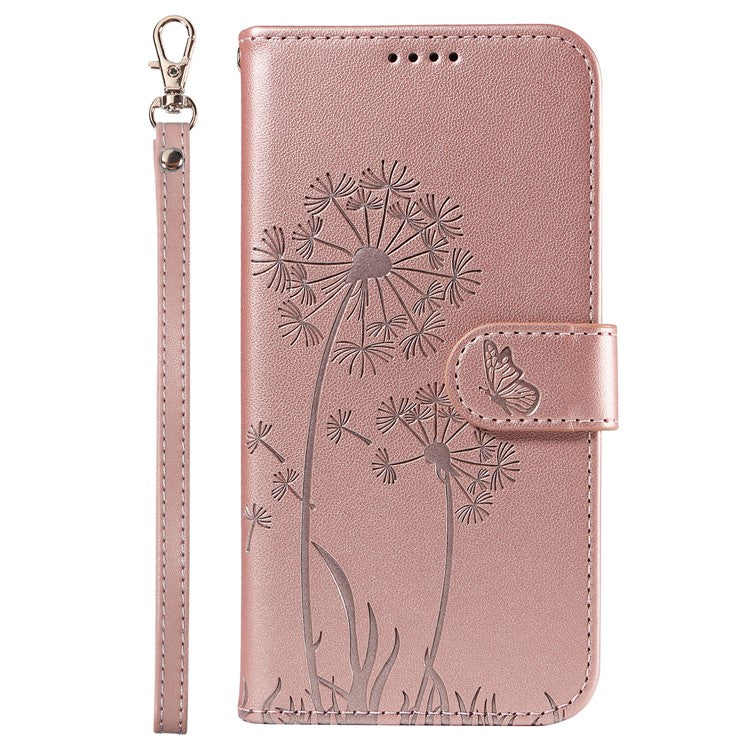 For Motorola Edge 50 Neo 5G / S50 5G / ThinkPhone 25 5G Leather Case Wallet Phone Cover Dandelion Imprint - Rose Gold