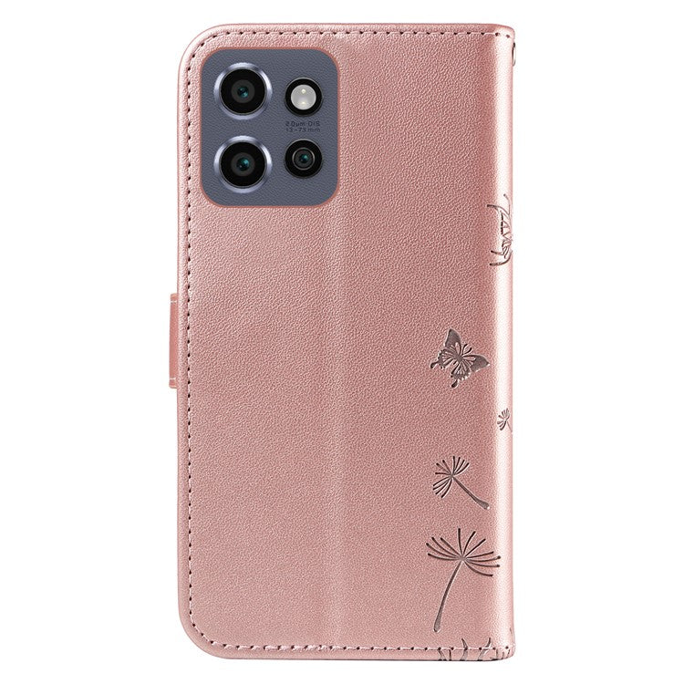 For Motorola Edge 50 Neo 5G / S50 5G / ThinkPhone 25 5G Leather Case Wallet Phone Cover Dandelion Imprint - Rose Gold
