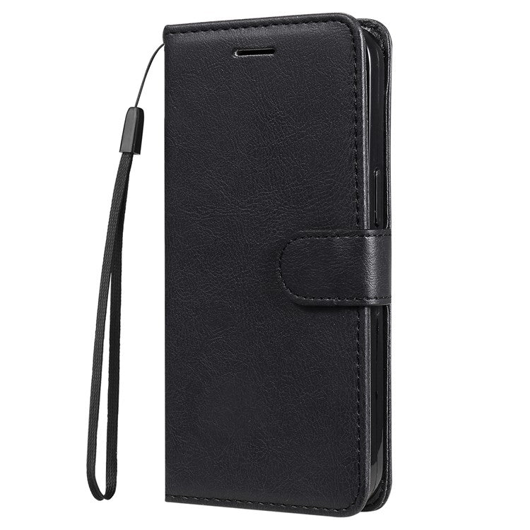 For Motorola Moto G75 5G Case Solid Color Leather Phone Cover Wallet Stand - Black
