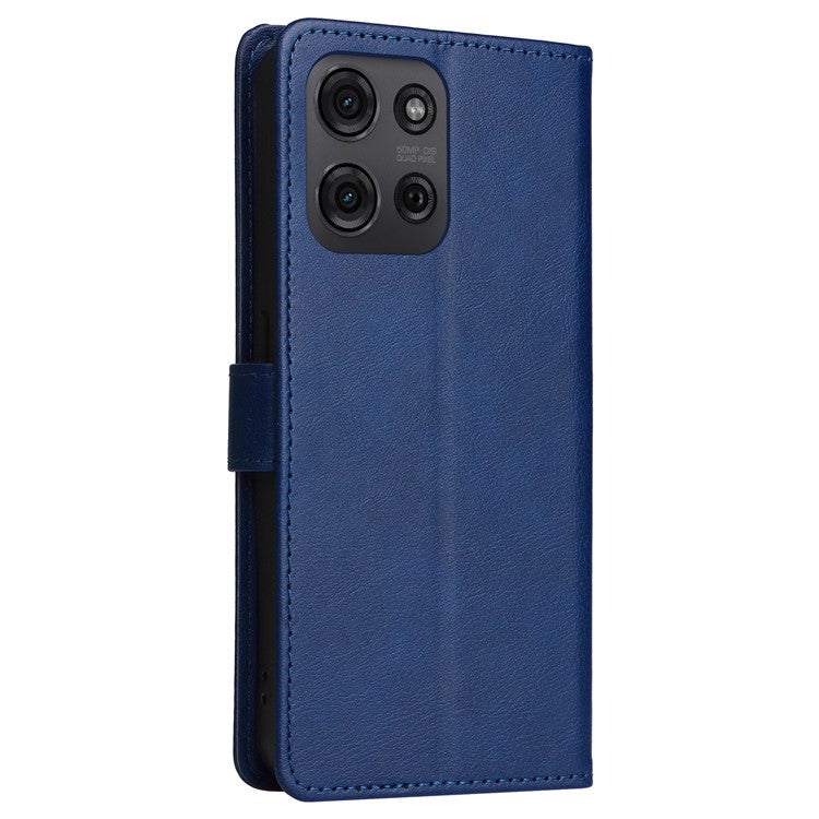For Motorola Moto G75 5G Case Solid Color Leather Phone Cover Wallet Stand - Blue
