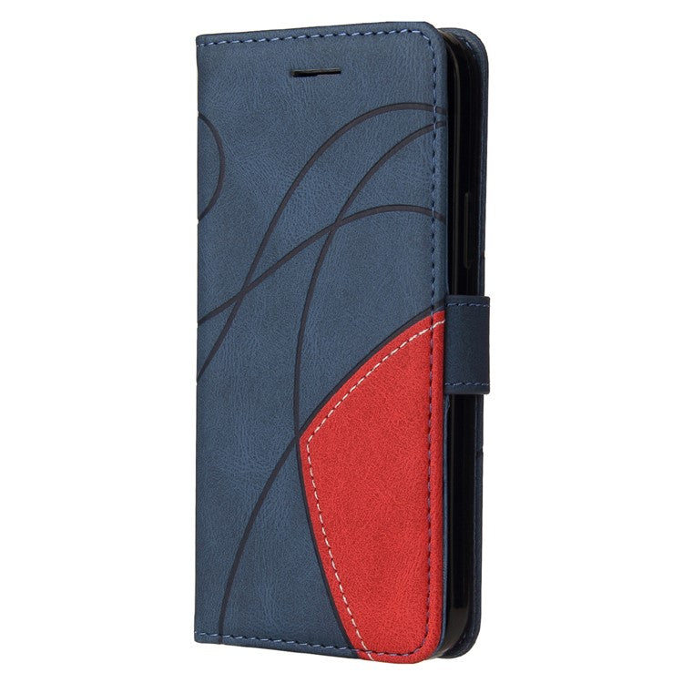 For Motorola Moto G75 5G Case Color Splicing Leather Phone Cover Wallet Stand - Blue