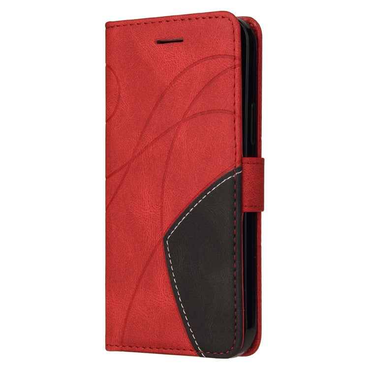 For Motorola Moto G75 5G Case Color Splicing Leather Phone Cover Wallet Stand - Red