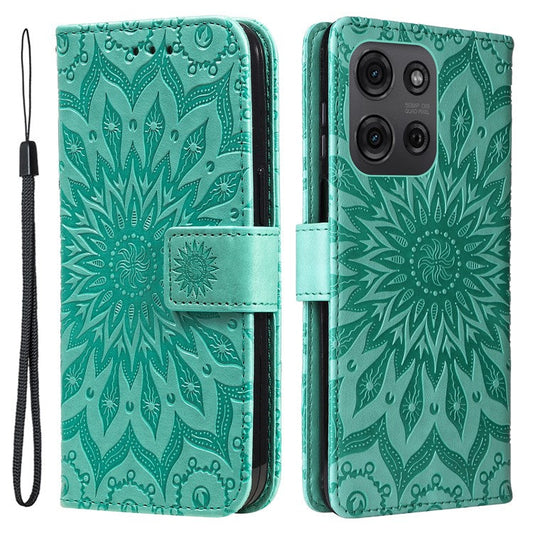 For Motorola Moto G75 5G Case Sunflower Leather Wallet Phone Cover - Green