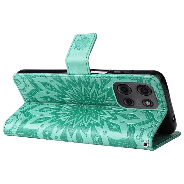 For Motorola Moto G75 5G Case Sunflower Leather Wallet Phone Cover - Green