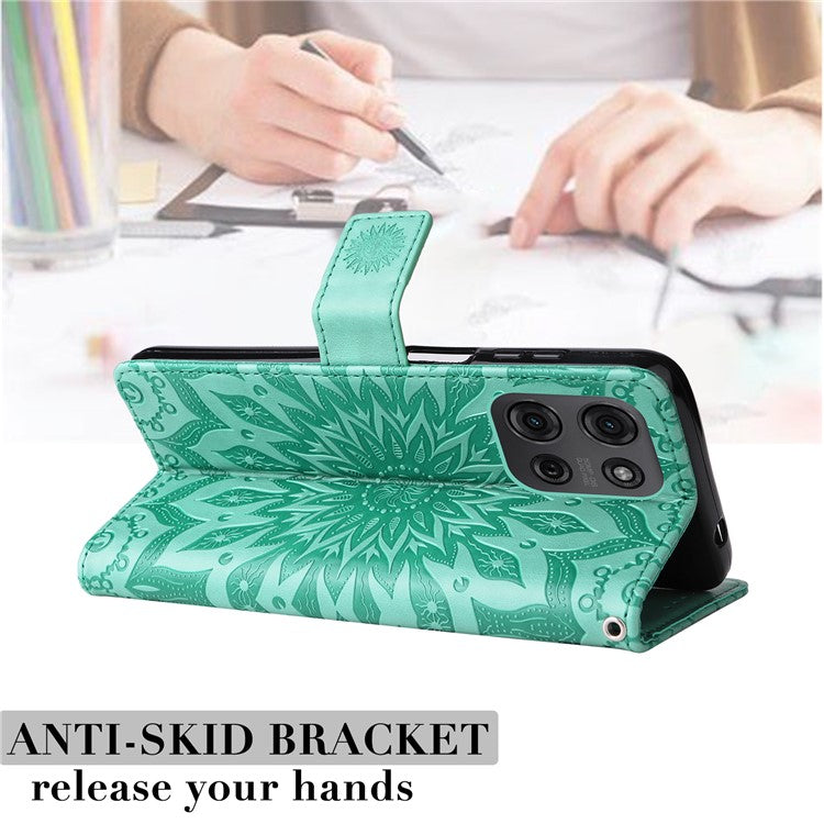 For Motorola Moto G75 5G Case Sunflower Leather Wallet Phone Cover - Green