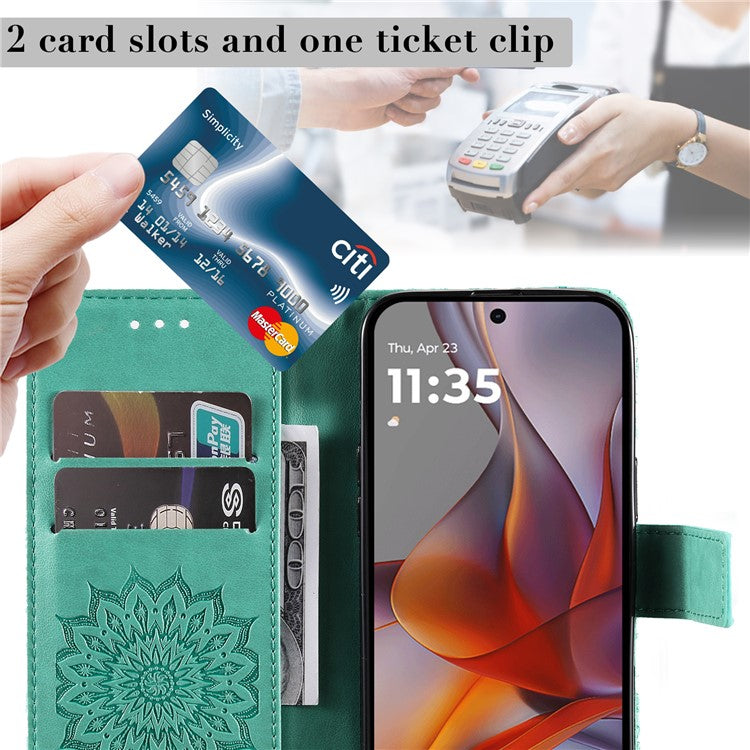 For Motorola Moto G75 5G Case Sunflower Leather Wallet Phone Cover - Green