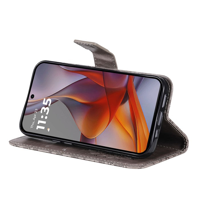 For Motorola Moto G75 5G Case Sunflower Leather Wallet Phone Cover - Grey