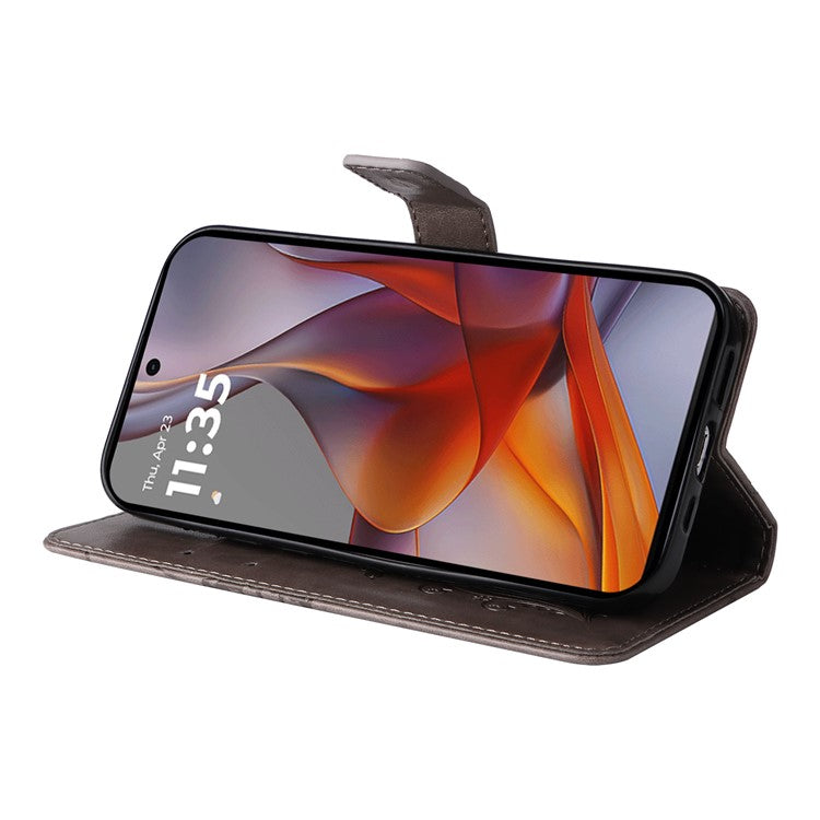 For Motorola Moto G75 5G Case Butterfly Leather Phone Cover - Grey