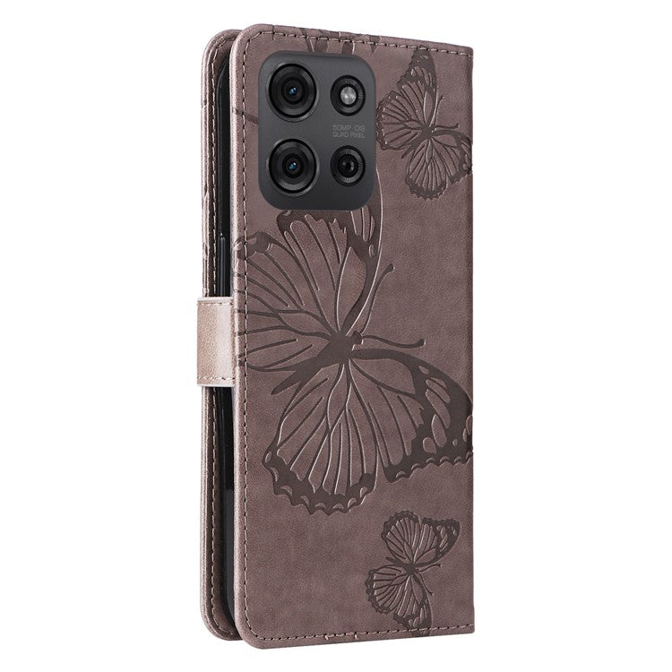 For Motorola Moto G75 5G Case Butterfly Leather Phone Cover - Grey