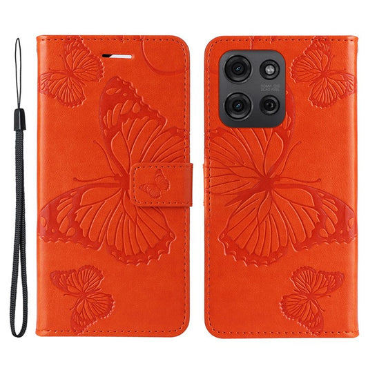 For Motorola Moto G75 5G Case Butterfly Leather Phone Cover - Orange