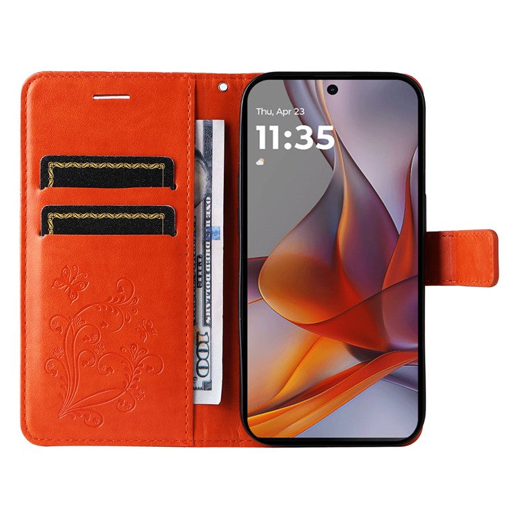 For Motorola Moto G75 5G Case Butterfly Leather Phone Cover - Orange