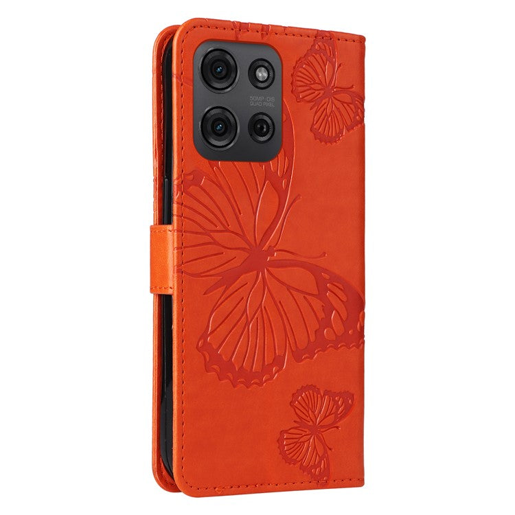 For Motorola Moto G75 5G Case Butterfly Leather Phone Cover - Orange